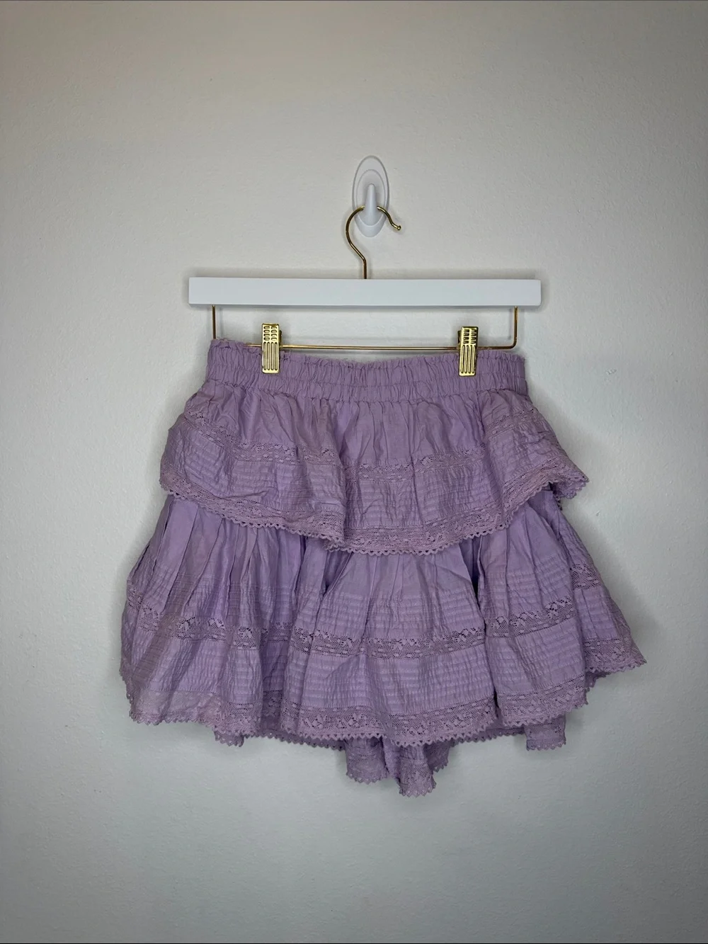 LoveShackFancy Lavender Tiered Mini Skirt
